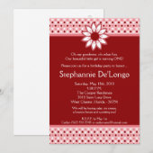 5x7 Rode Polka Dot Bloem Verjaardag Party Uitnodig Kaart (Voorkant / Achterkant)