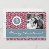 5x7 Rood Blauw Kerstboom FOTO Kerst Kaart (Voorkant)