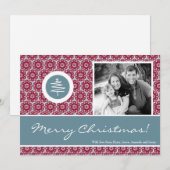 5x7 Rood Blauw Kerstboom FOTO Kerst Kaart (Voorkant / Achterkant)