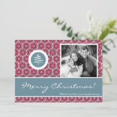5x7 Rood Blauw Kerstboom FOTO Kerst Kaart (Staand voorkant)