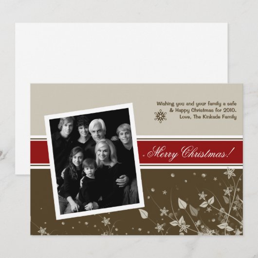 5x7 Rood Bruin Bloem Bloem FOTO Kerst Kaart (Voorkant / Achterkant)