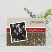5x7 Rood Bruin Bloem Bloem FOTO Kerst Kaart (Staand voorkant)