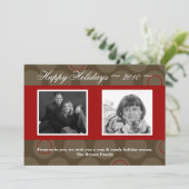 5x7 Rood Bruin Polka Dot Poka FOTO Kerst Kaart (Staand voorkant)
