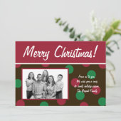 5x7 Rood Bruin Polka Dot Poka FOTO Kerst Kaart (Staand voorkant)