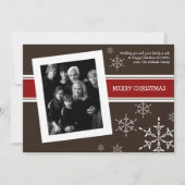 5x7 Rood Bruin Sneeuwvlokken FOTO Kerst Kaart (Voorkant)