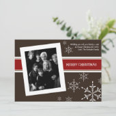 5x7 Rood Bruin Sneeuwvlokken FOTO Kerst Kaart (Staand voorkant)