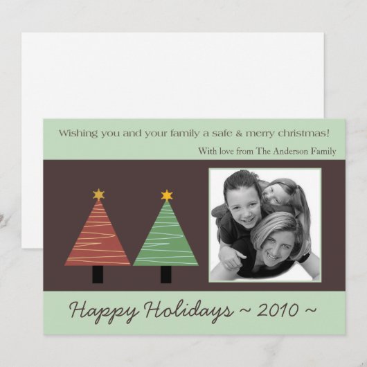 5x7 Rood Groen Kerstboom FOTO Kerst Kaart (Voorkant / Achterkant)