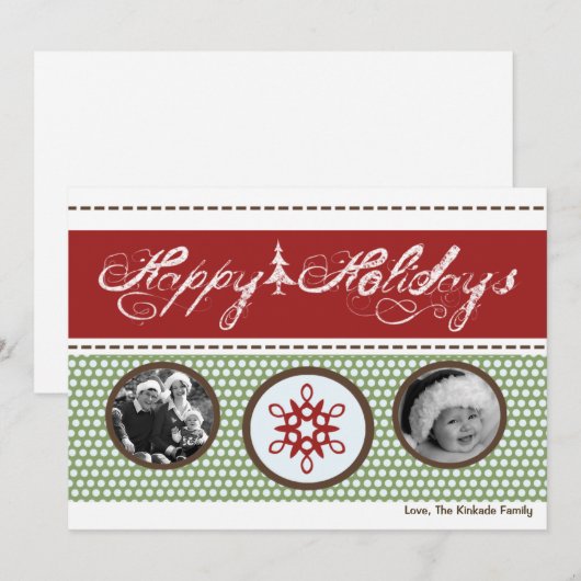 5x7 Rood Groen Polka Dot FOTO Kerst Kaart (Voorkant / Achterkant)