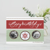 5x7 Rood Groen Polka Dot FOTO Kerst Kaart (Staand voorkant)