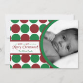 5x7 Rood Groen Polkadot Poka FOTO Kerst Kaart (Voorkant)