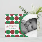 5x7 Rood Groen Polkadot Poka FOTO Kerst Kaart (Staand voorkant)