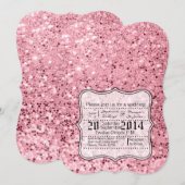 5x7 Roos Gouden Glitter Huwelijksuitnodiging Kaart (Voorkant / Achterkant)