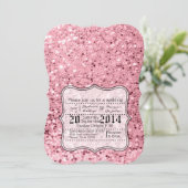 5x7 Roos Gouden Glitter Huwelijksuitnodiging Kaart (Staand voorkant)