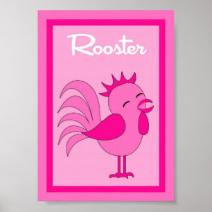 5x7 Rooster Barn Yard Meisjes Wall Art Poster