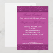 5x7 Royal Paarse Flower 16 Verjaardag Uitnodiging (Voorkant / Achterkant)