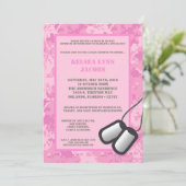 5x7 Roze ARMY Camo ACU Baby shower Uitnodiging (Staand voorkant)