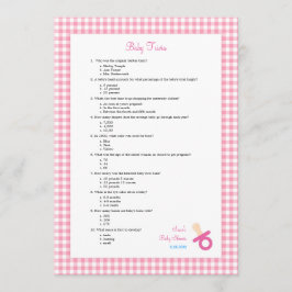 5x7 roze Baby Trivia Shower Game