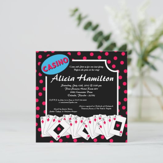 5x7 Roze & Blauw Las Vegas Bachelorette uitnodigin Kaart (Staand voorkant)