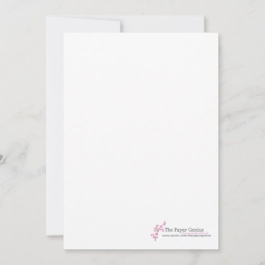 5x7 Roze bloem Aannodiging voor Baby shower afdruk Kaart (Achterkant)