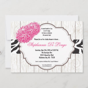 5x7 Roze bloem Aannodiging voor Baby shower afdruk Kaart