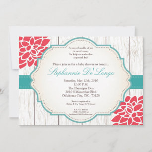 5x7 Roze bloem Florence Baby shower Uitnodiging