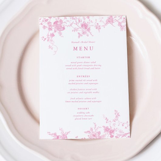 5x7"  Roze Bloemen Tafel Menu Kaarten