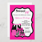 5x7 Roze Cadeaus Birthday Zebra Uitnodiging (Voorkant / Achterkant)