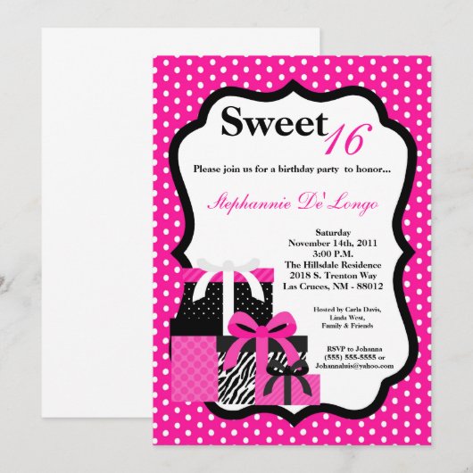 5x7 Roze Cadeaus Birthday Zebra Uitnodiging (Voorkant / Achterkant)