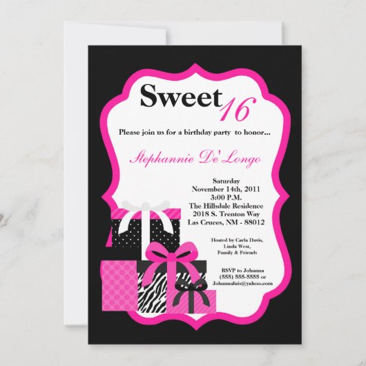 5x7 Roze Cadeaus Birthday Zebra Uitnodiging (Voorkant)