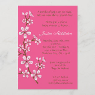 5x7 Roze Cherry Blossom Baby shower Uitnodiging