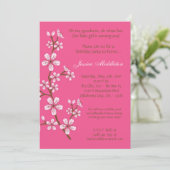 5x7 Roze Cherry Blossom Birthday Party Invitation Kaart (Staand voorkant)