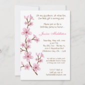 5x7 Roze Cherry Blossom Birthday Party Invitation Kaart (Voorkant)
