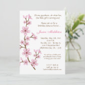 5x7 Roze Cherry Blossom Birthday Party Invitation Kaart (Staand voorkant)