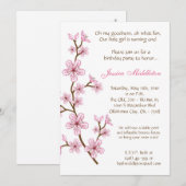 5x7 Roze Cherry Blossom Birthday Party Invitation Kaart (Voorkant / Achterkant)