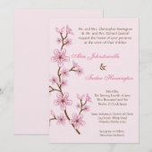 5x7 Roze Cherry Blossom Linen Wedding Uitnodiging (Voorkant / Achterkant)