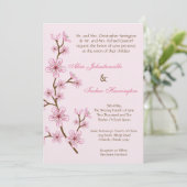 5x7 Roze Cherry Blossom Linen Wedding Uitnodiging (Staand voorkant)