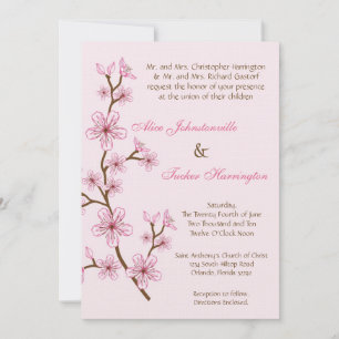 5x7 Roze Cherry Blossom Linen Wedding Uitnodiging