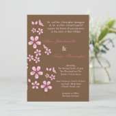 5x7 Roze Cherry Blossom Linen Wedding Uitnodiging (Staand voorkant)