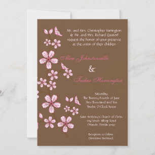 5x7 Roze Cherry Blossom Linen Wedding Uitnodiging
