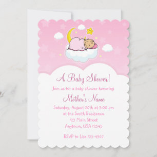5x7 Roze Cloud Baby Girl Baby Shower-uitnodigingen Kaart