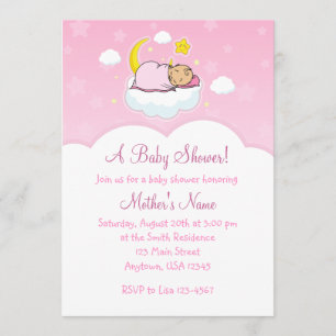 5x7 Roze Cloud Baby Girl Baby Shower-uitnodigingen Kaart