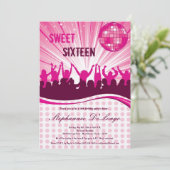5x7 Roze Dance Party 16th Birthday Invitation Kaart (Staand voorkant)