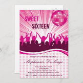 5x7 Roze Dance Party 16th Birthday Invitation Kaart (Voorkant / Achterkant)