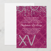 5x7 Roze Diamond Quinceanera Birthday Uitnodiging (Voorkant / Achterkant)
