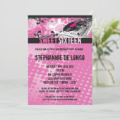 5x7 Roze DJ Spin Platenspeler16th Birthday Invitat Kaart (Staand voorkant)