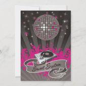 5x7 Roze DJ Spin Platenspeler 16 Aannodiging op za Kaart (Achterkant)