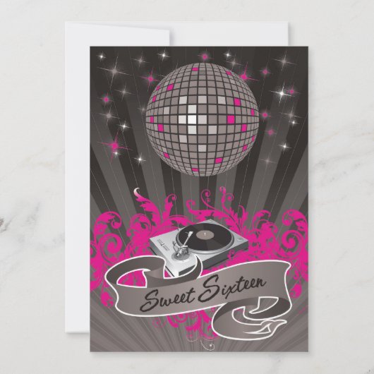5x7 Roze DJ Spin Platenspeler 16 Aannodiging op za Kaart (Achterkant)