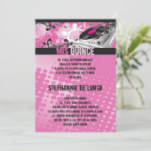 5x7 Roze DJ Spin Platenspeler Quinceanera Uitnodig Kaart (Staand voorkant)