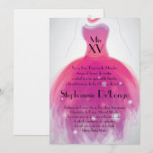 5x7 Roze Dress Quinceanera Birthday Uitnodiging (Voorkant / Achterkant)