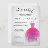 5x7 Roze Dress Sweet 16 Birthday Uitnodiging (Voorkant)